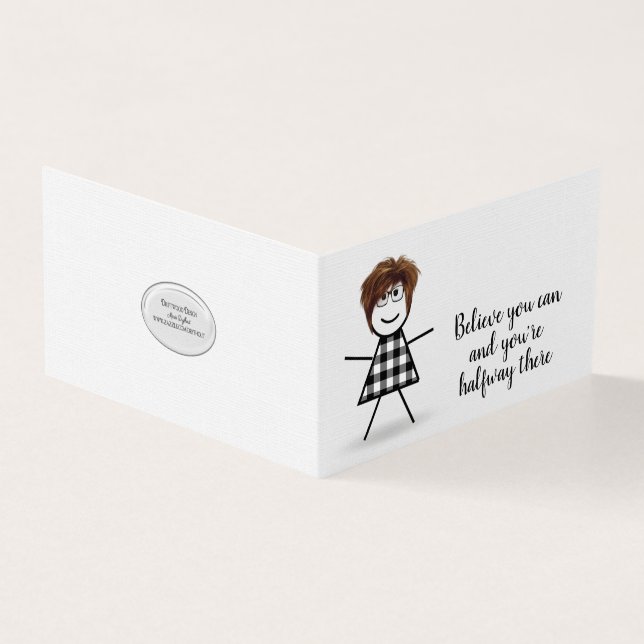 Cute Stick Girl with Hair and Quote (Outside)