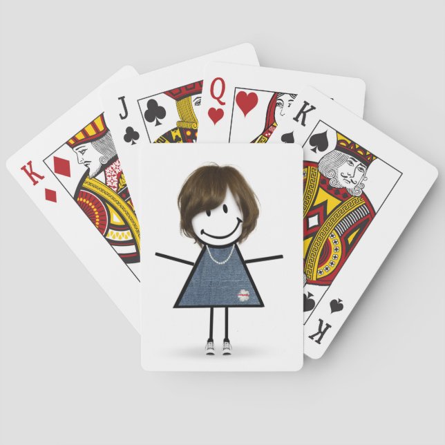 Cute Stick Girl with Sneakers Playing Cards (Back)
