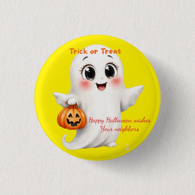 Cute sticker happy Halloween with adjustable text  3 Cm Round Badge (Front)