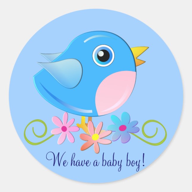 Cute sticker with Baby boy bird and text (Front)