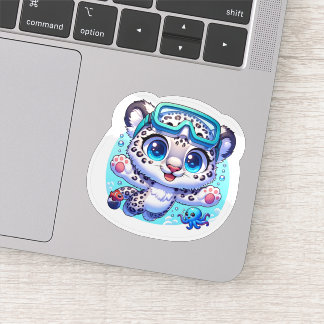 Cute Stickers Snow Leopard Kawaii Sport Diving
