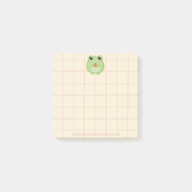 Cute Sticky notes with a frog with an apple (Front)