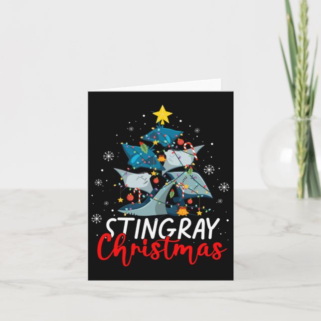 Cute Stingray Christmas Tree Pajama Matching Costu Card (Front)