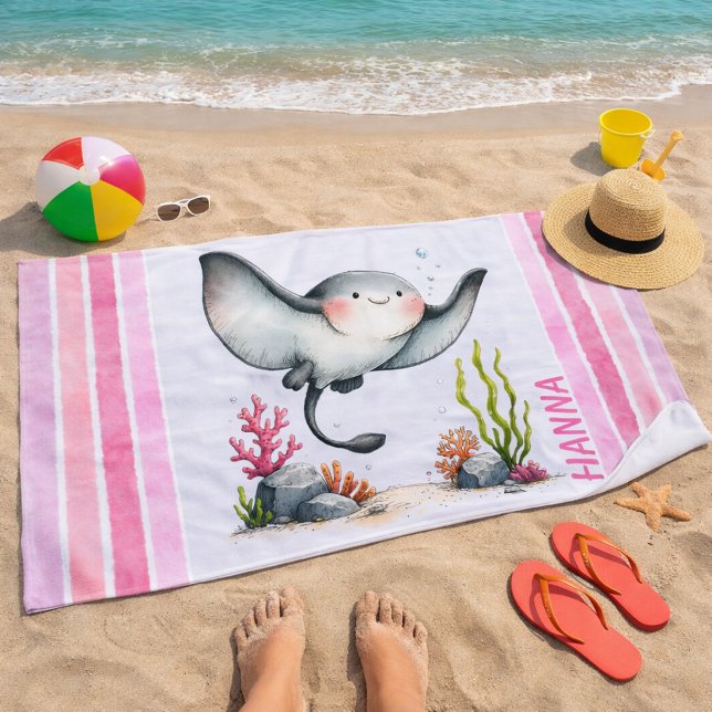 Cute Stingray Underwater Kids’ Beach Design Towel (Creator Uploaded)