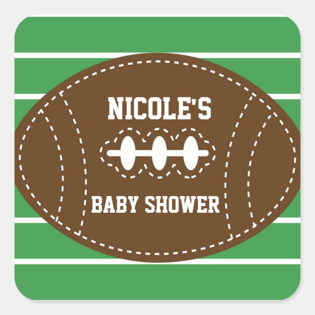 Cute Stitched Football Baby Shower Party Sticker (Front)