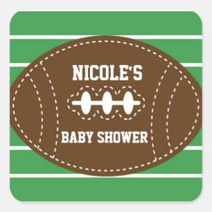 Cute Stitched Football Baby Shower Party Sticker