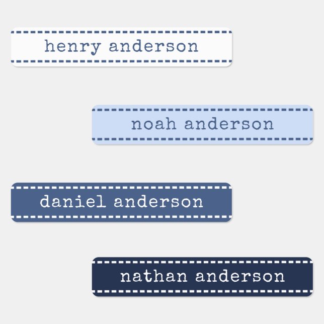 Cute Stitches Blueberry Waterproof Boys Name Label (Group)