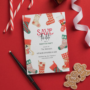 Cute Stocking Christmas Party Save the Date Holiday Postcard