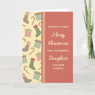 Cute Stockings Daughter & Family Merry Christmas Card