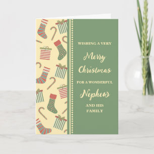 Cute Stockings Nephew & Family Merry Christmas Card