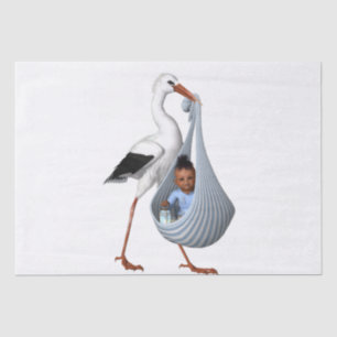 Cute Stork & Baby Modern Baby Shower  Tissue Paper