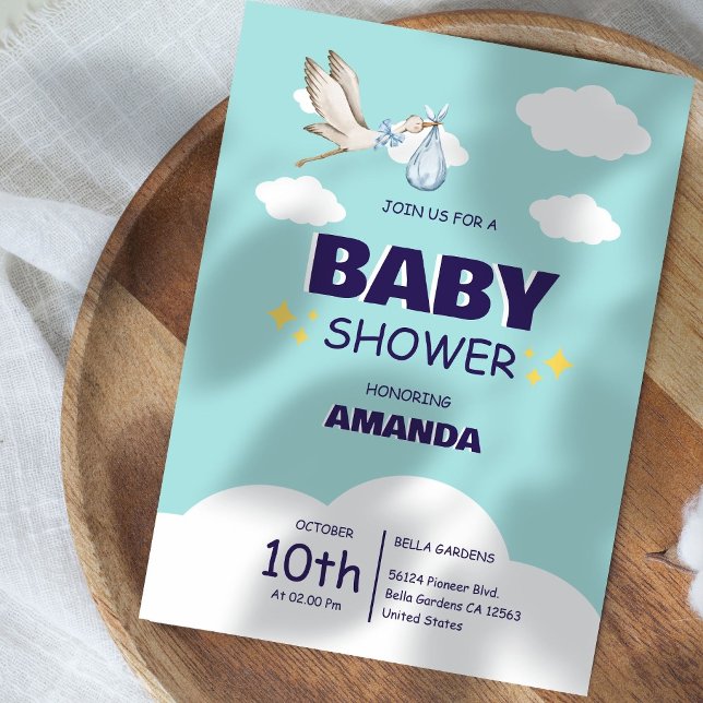 Cute Stork Baby Shower Invitation (Creator Uploaded)