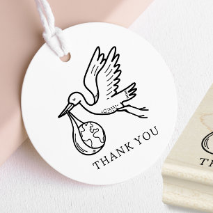 Cute Stork Baby Shower Thank You Rubber Stamp