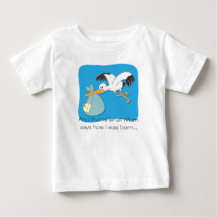 Cute Stork carrying baby cartoon T-shirt