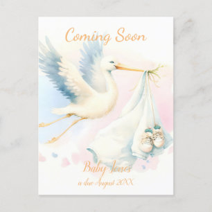 Cute Stork coming soon announcement Invitation Postcard