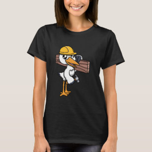 Cute Stork Craftsman Worker Artisan Bird T-Shirt