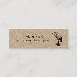 Cute Stork Doula Midwife Kraft Mini Business Card