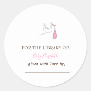 Cute Stork Girl Classic Round Sticker