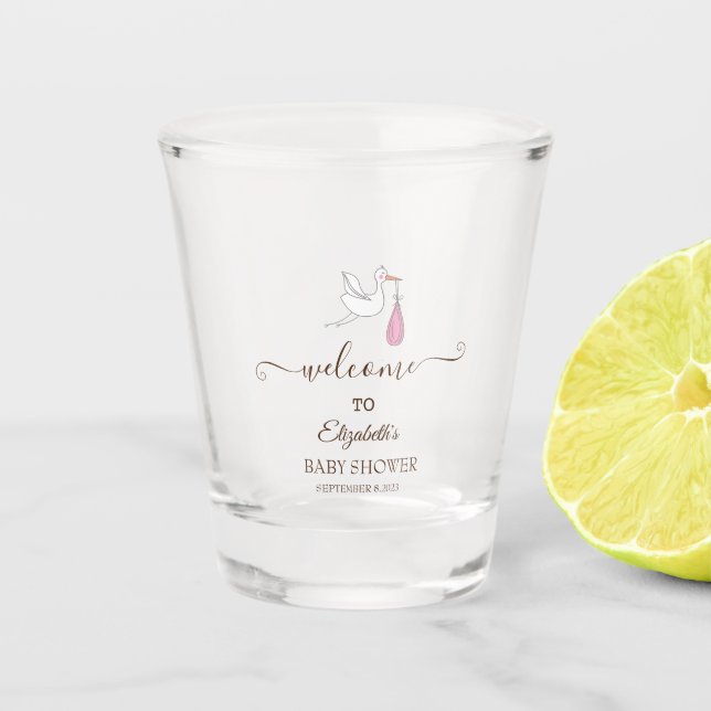 Cute Stork Girl Shot Glass (Front)