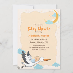 Cute Stork Special Delivery Baby Shower Invitation