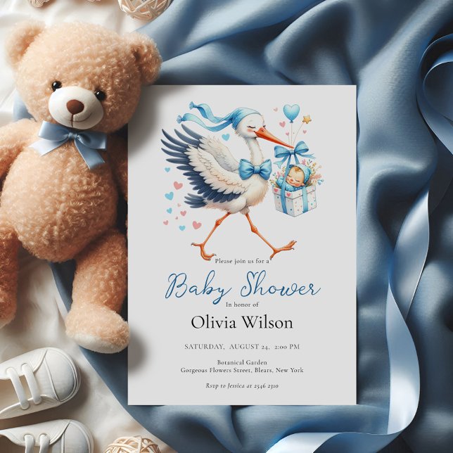 Cute Stork With Baby Invitation (Creator Uploaded)