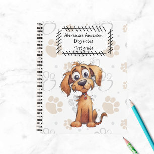 Cute Storybook Brown Puppy on Paws Print Notebook