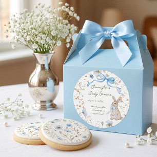 Cute Storybook Bunny Wildflower Wreath Baby Shower Classic Round Sticker