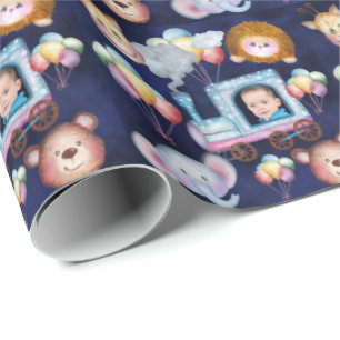 Cute stram train photo wrapping paper