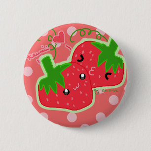 Cute strawberries! 6 cm round badge