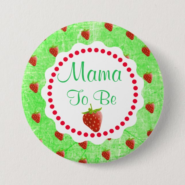 Cute Strawberries Mama to be Baby Shower 7.5 Cm Round Badge (Front)