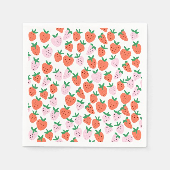 Cute Strawberries Paper Napkins (Front)
