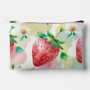 Cute strawberries rainbow birthday party accessory pouch