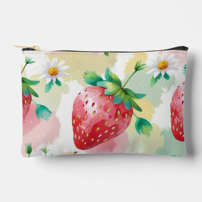 Cute strawberries rainbow birthday party accessory pouch (Front)