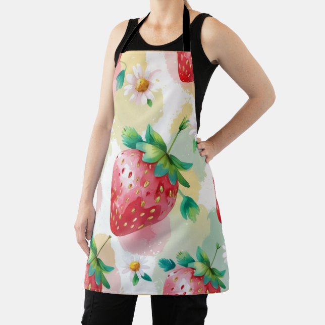 Cute strawberries rainbow birthday party apron (Insitu)