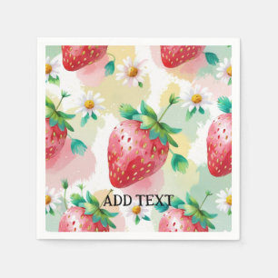 Cute strawberries rainbow birthday party napkin