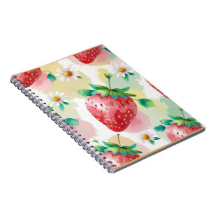 Cute strawberries rainbow Daisy birthday party Notebook