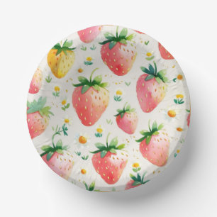 Cute strawberries rainbow pattern birthday party paper plate