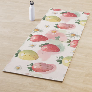 Cute strawberries rainbow pattern workout for her yoga mat