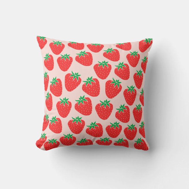 Cute Strawberries Throw Pillow (Front)