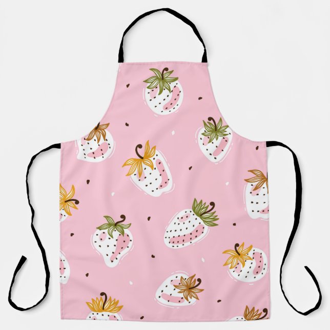Cute Strawberries vintage Seamless pattern. Fruit  Apron (Front)