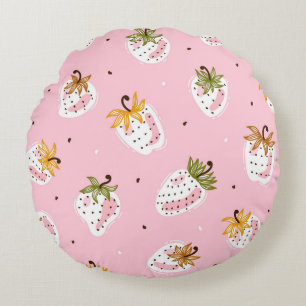 Cute Strawberries vintage Seamless pattern. Fruit  Round Cushion