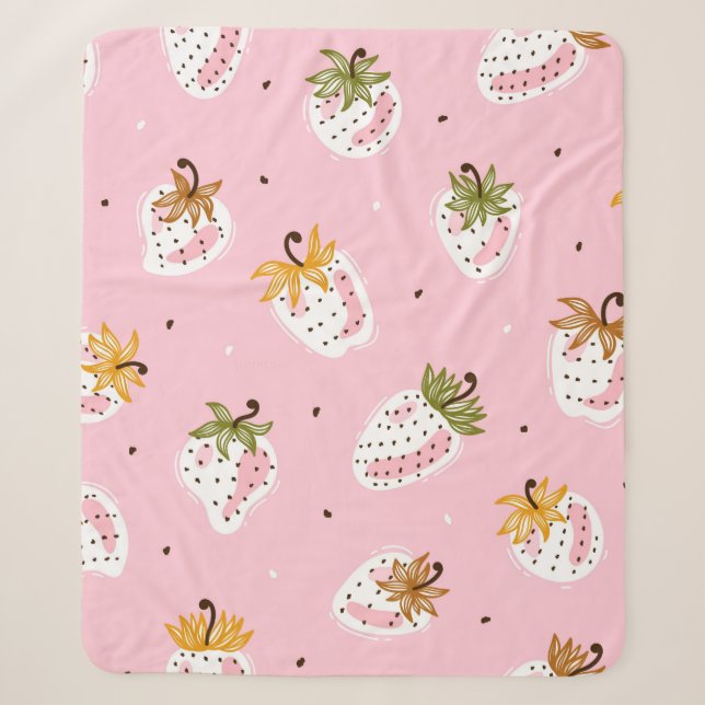 Cute Strawberries vintage Seamless pattern. Fruit  Sherpa Blanket (Front)