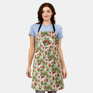 Cute Strawberries Watercolor  Apron