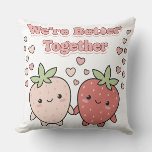 Cute Strawberries "We're Better Together" Kawaii Cushion