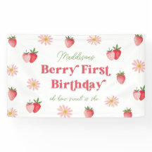 Cute Strawberry and Daisy Girls 1st Birthday