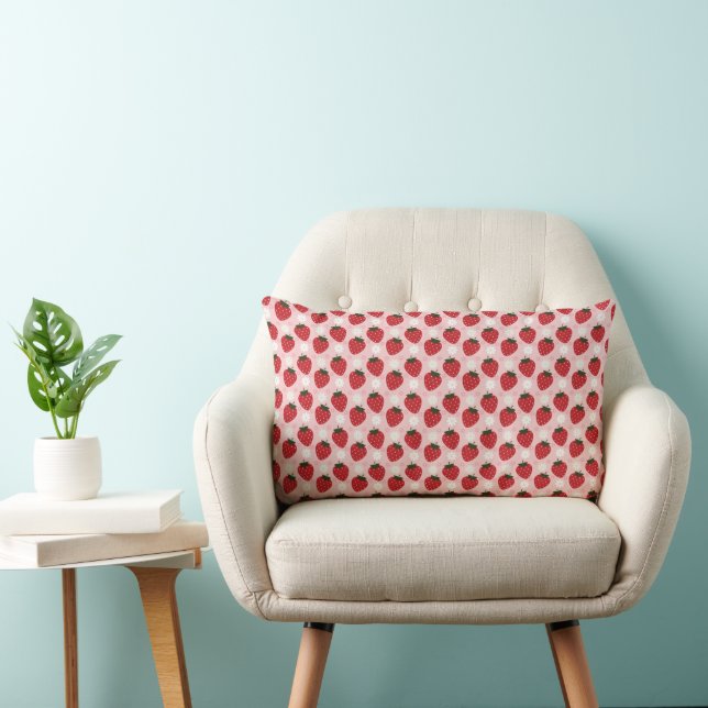 Cute Strawberry and Daisy Lumbar Cushion (Chair)
