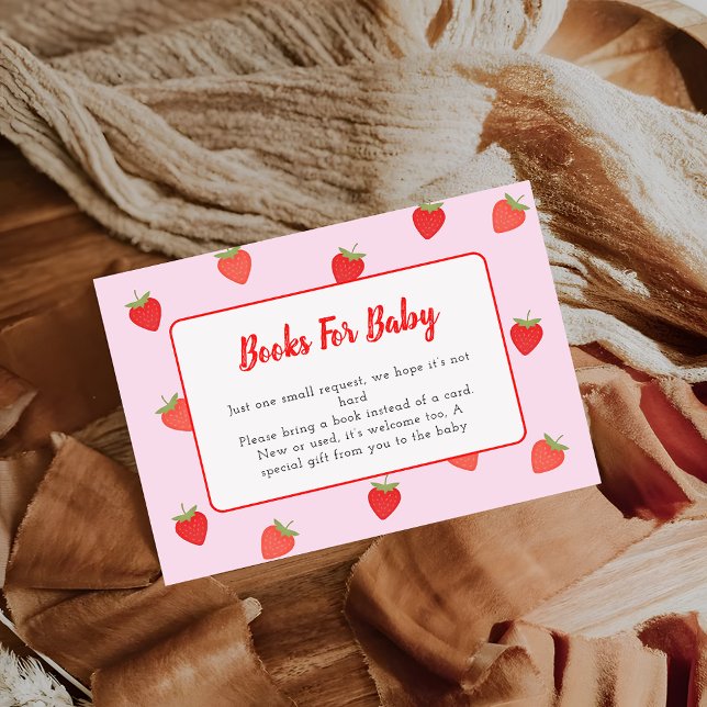 Cute Strawberry Baby Shower Book Request Enclosure Card (Creator Uploaded)