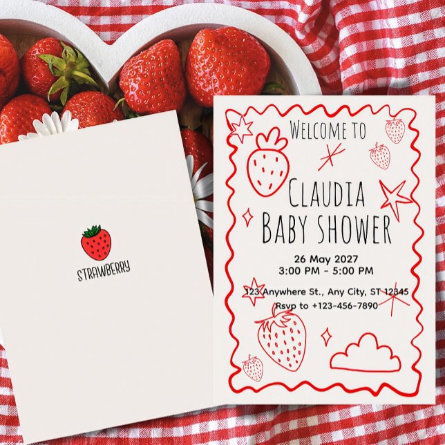 Cute strawberry baby shower Invitation (Creator Uploaded)
