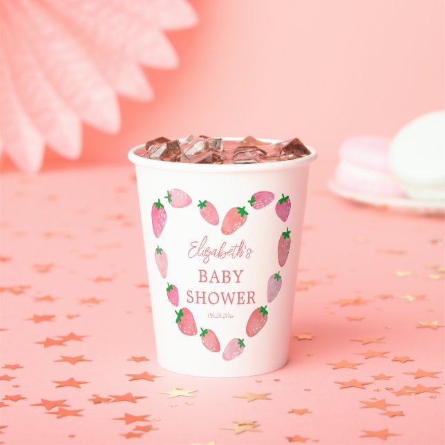 Cute Strawberry Baby Shower Paper Cups (Insitu)
