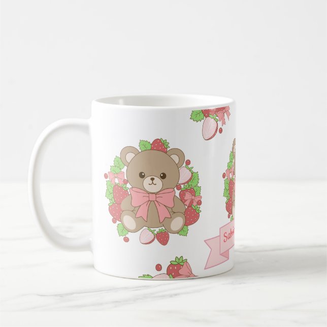 Cute Strawberry Bear Birthday Mug (Left)